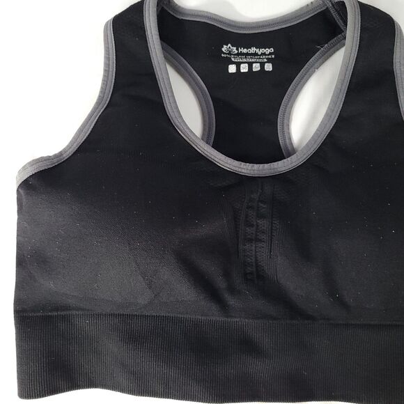 Healthy Yoga Sports Bra Top  Black Size Medium w/padded inserts Workout Exercise - Picture 7 of 8